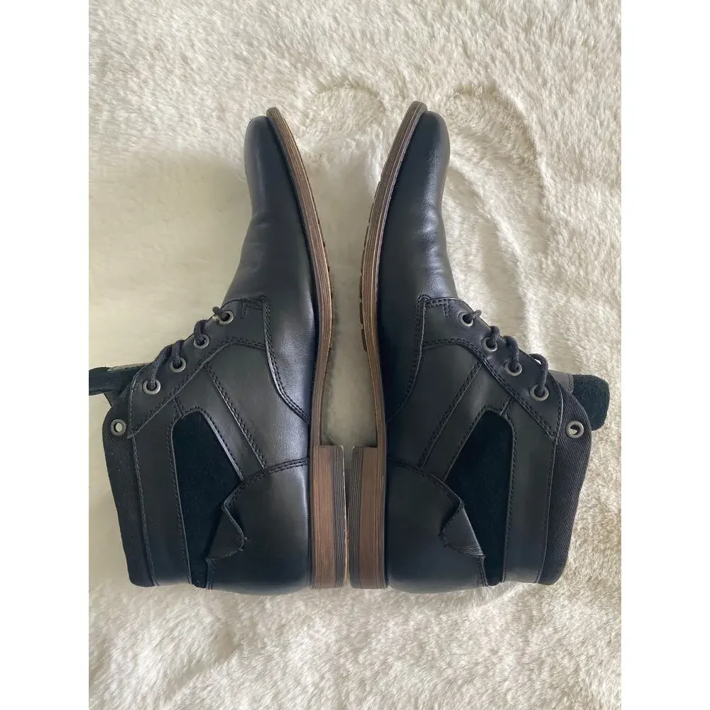 Restoration Vince Black Faux Leather Suede Lace‎ Up Low Boot Men’s Sz 10